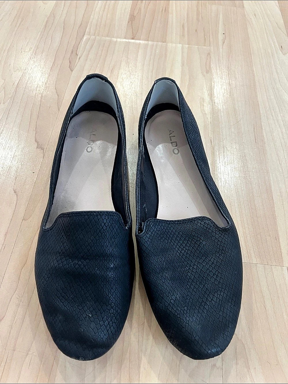 ALDO Black Textured Slip-On Flats